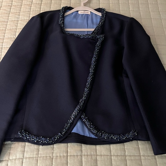Valentino Midnight Blue Beaded Blazer